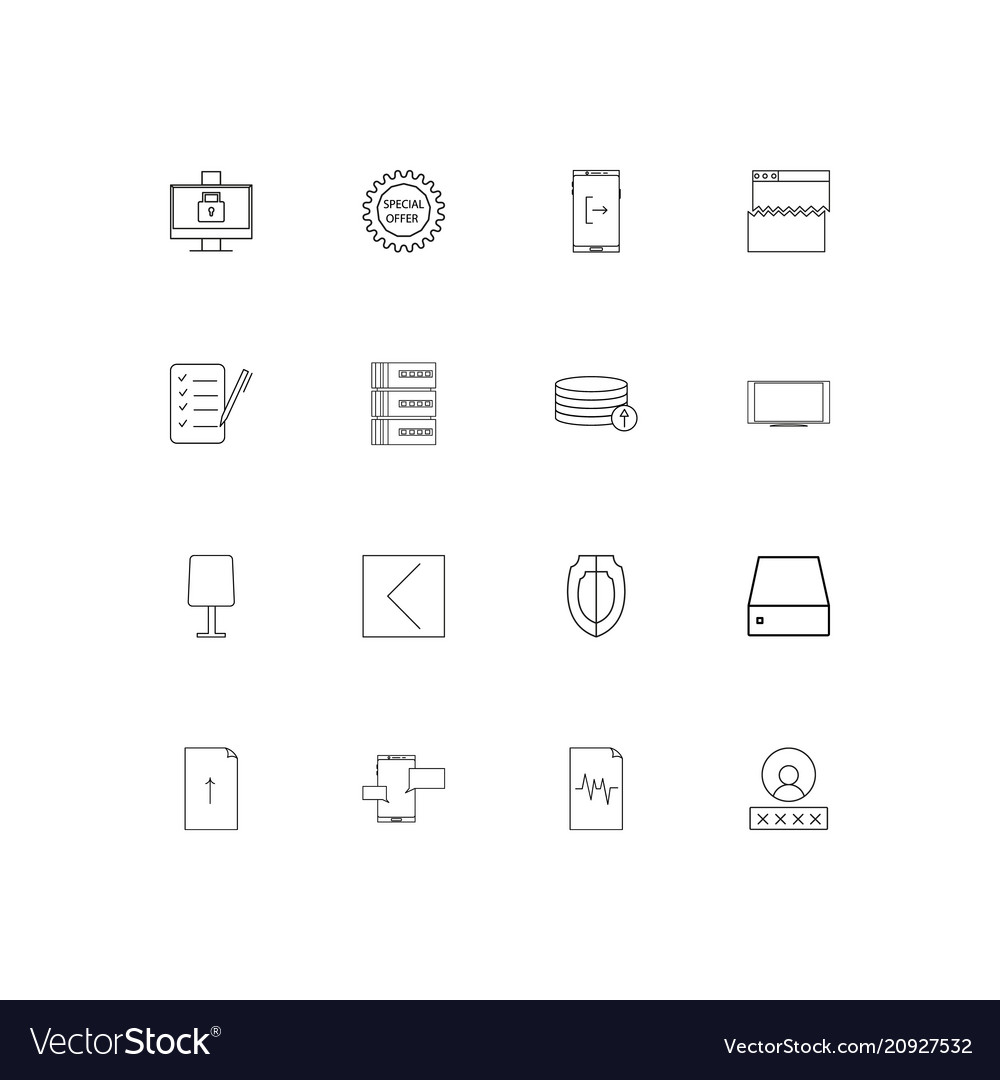 Internet technologies linear thin icons set