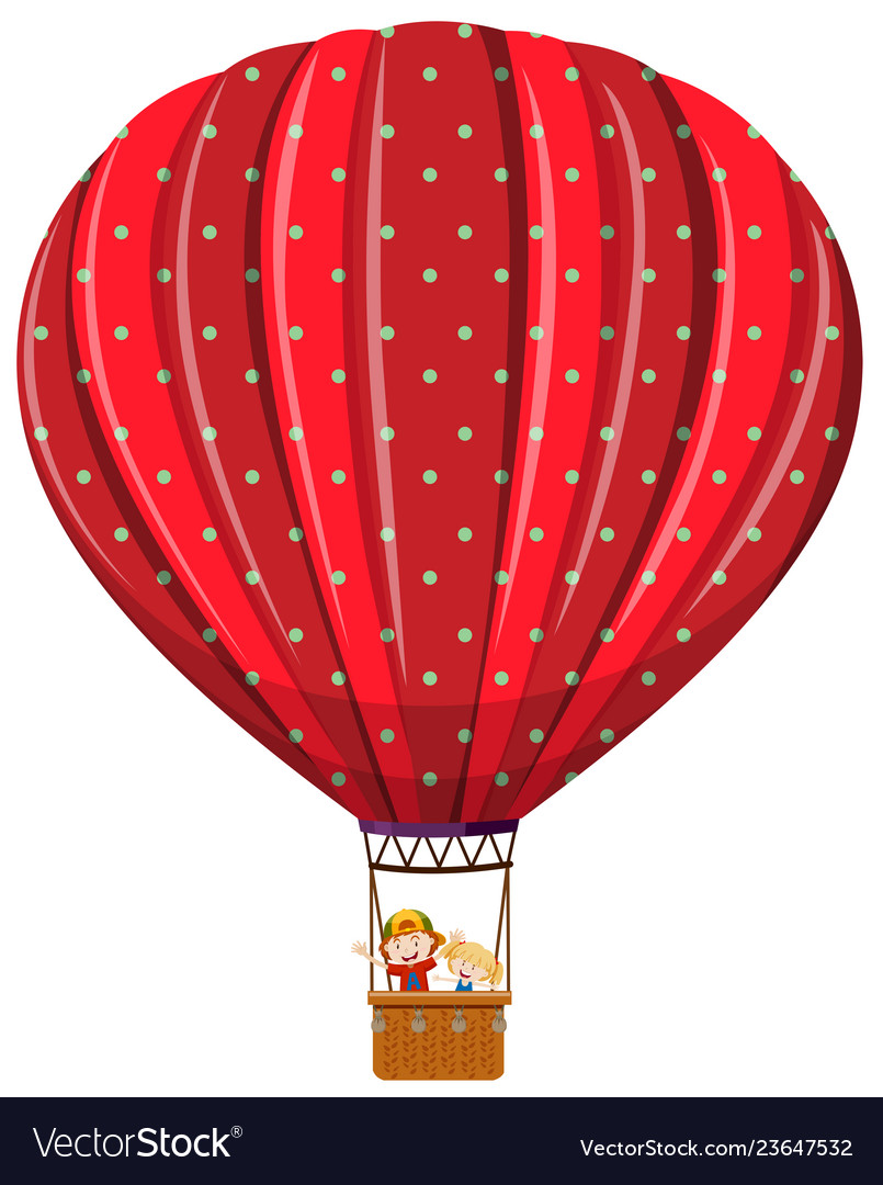 Isolated kids in hot air balloon