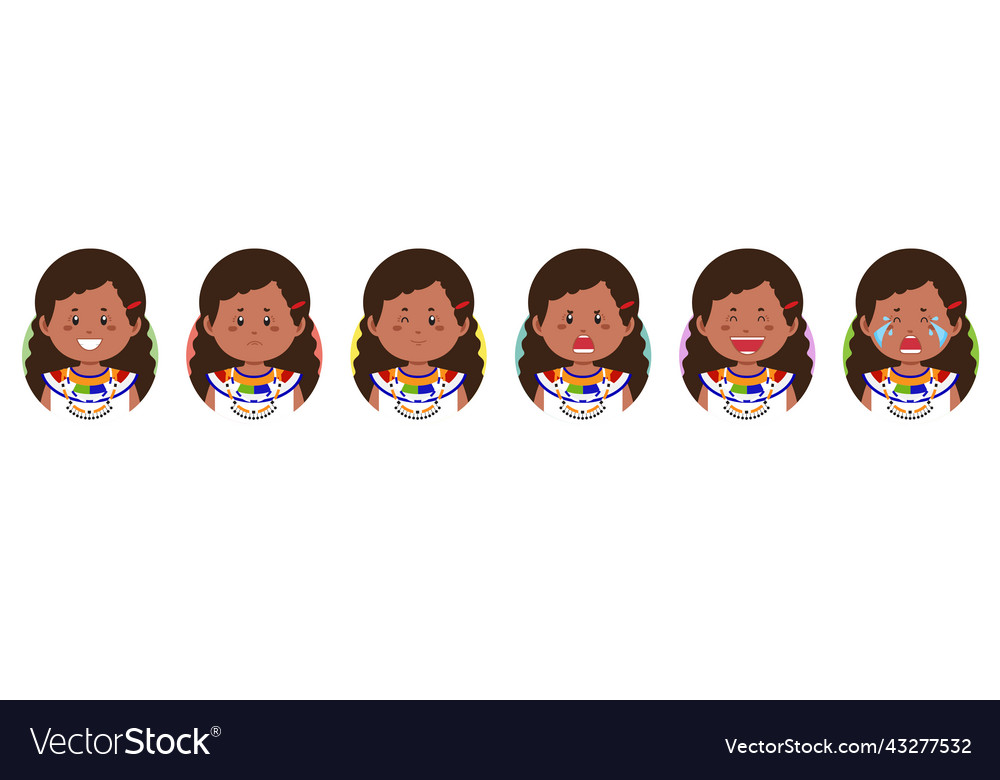 Kenya avatar with various expression Vector Image Kenya avatar with various expression