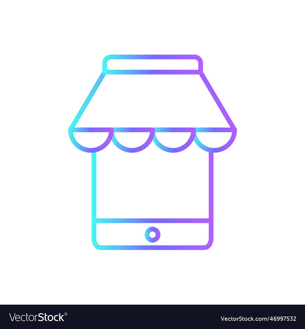 Mobile store e-commers icon with blue duotone