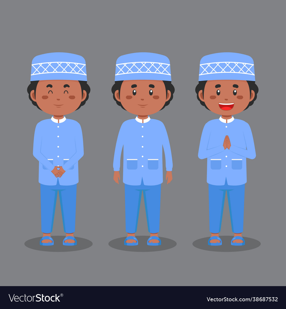 Muslim character with various expression vector image Muslim character with various expression