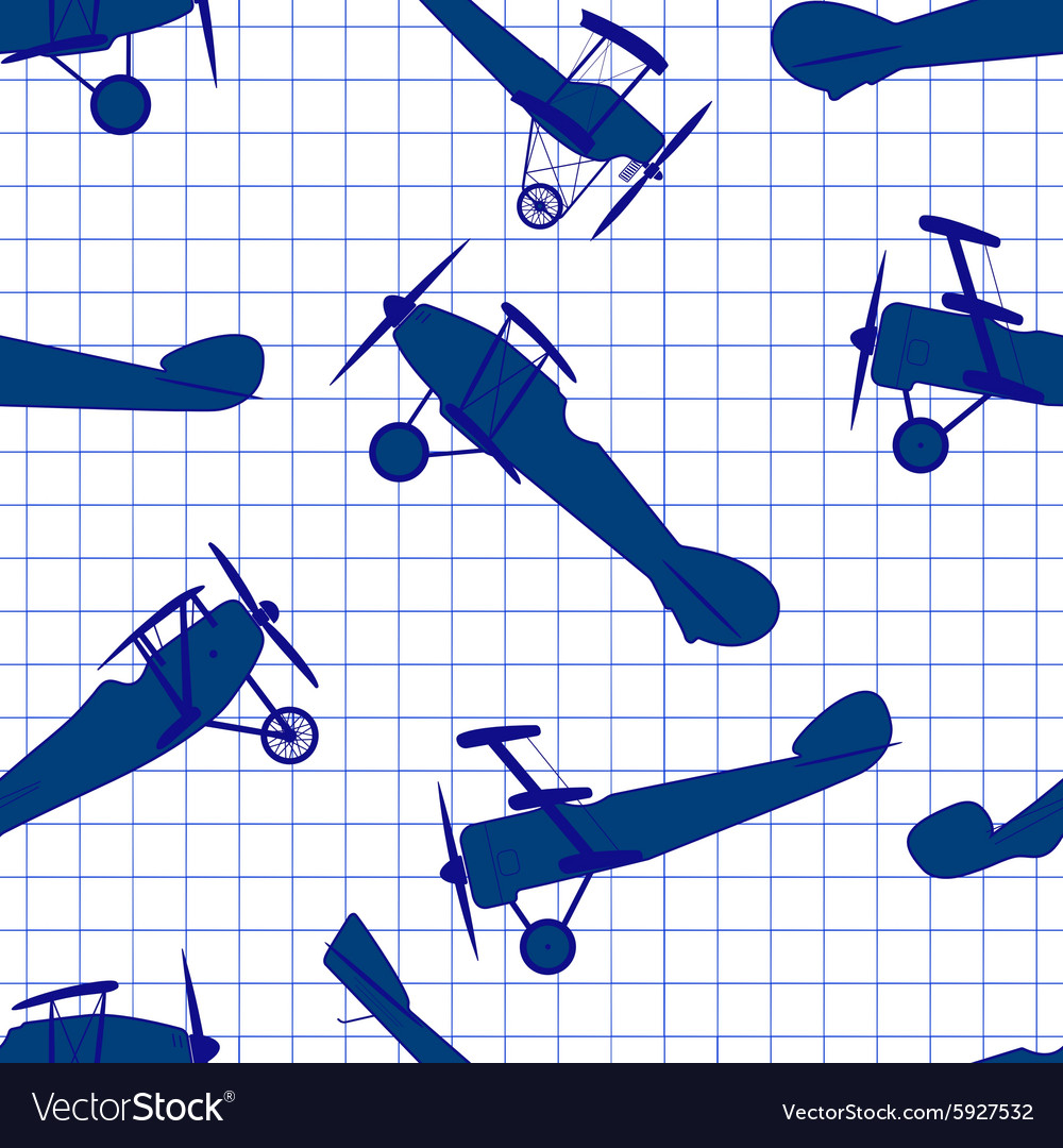 Seamless pattern from ink retro of planes