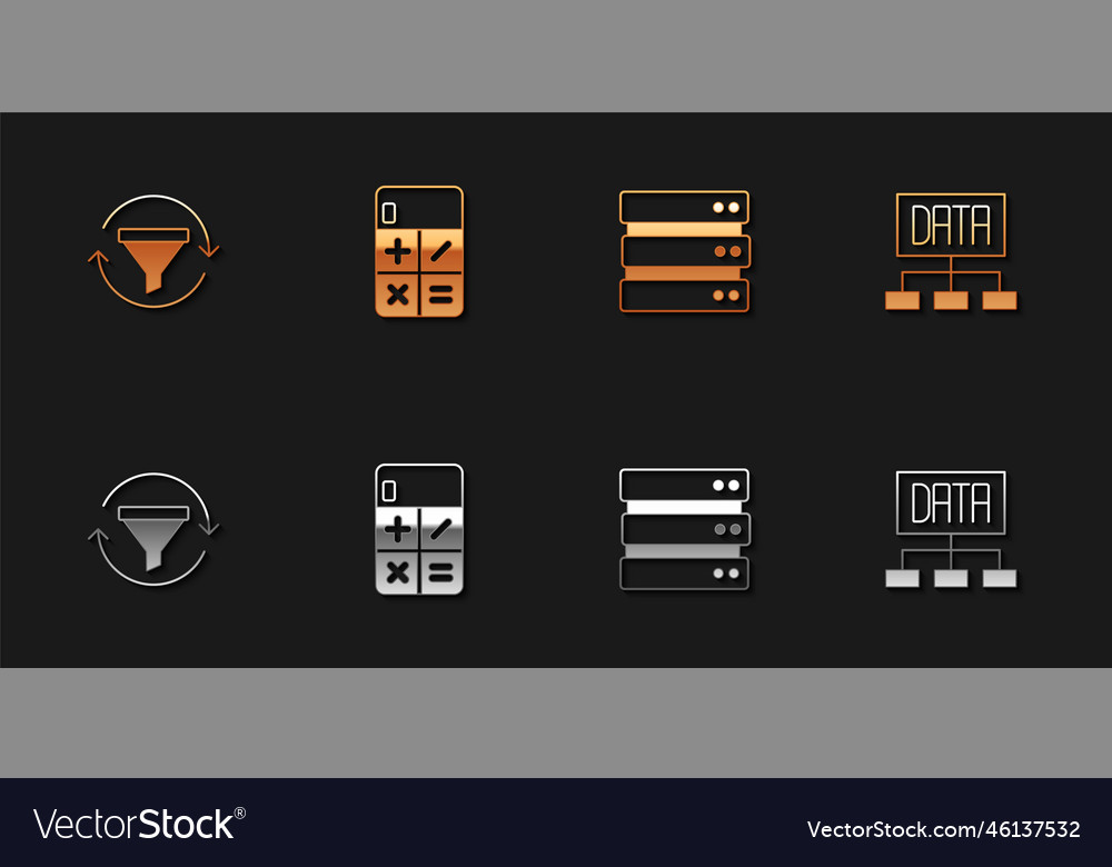 Set sales funnel with chart calculator server vector image Set sales funnel with chart calculator server