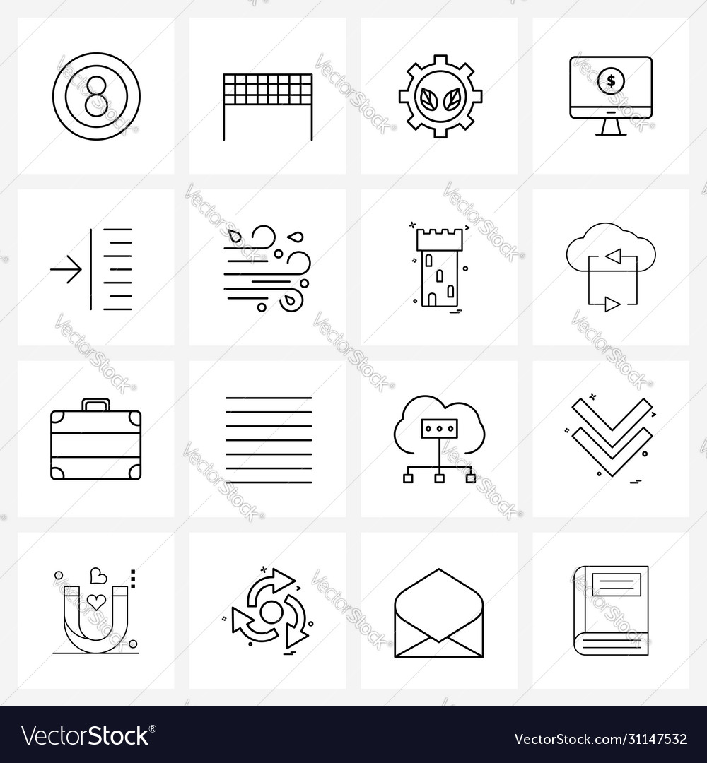 Simple set 16 line icons such as arrow left