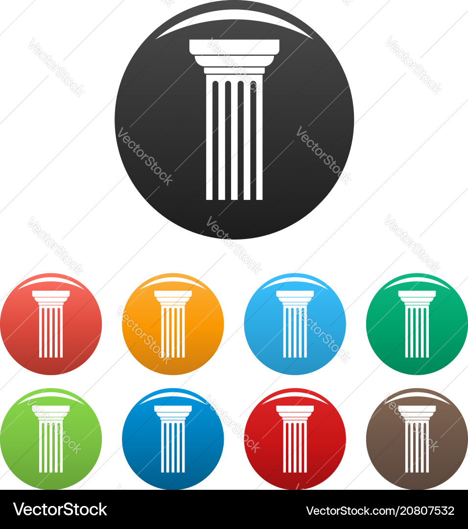 Triangular column icons set color Royalty Free Vector Image