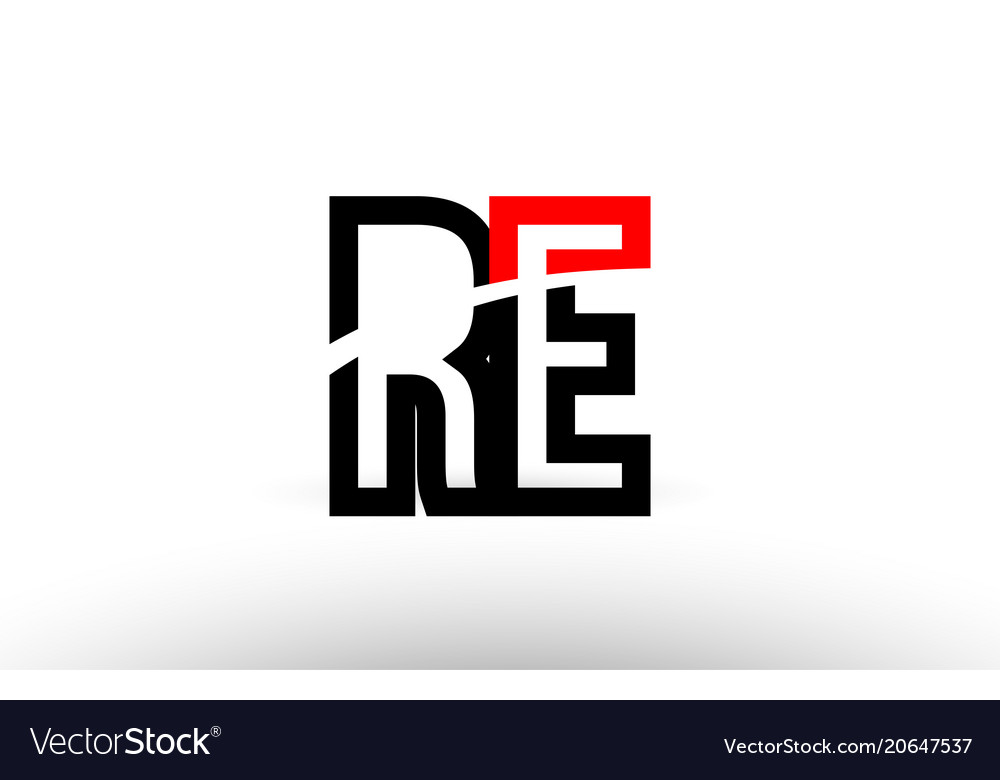 Black white alphabet letter re r e logo icon Vector Image