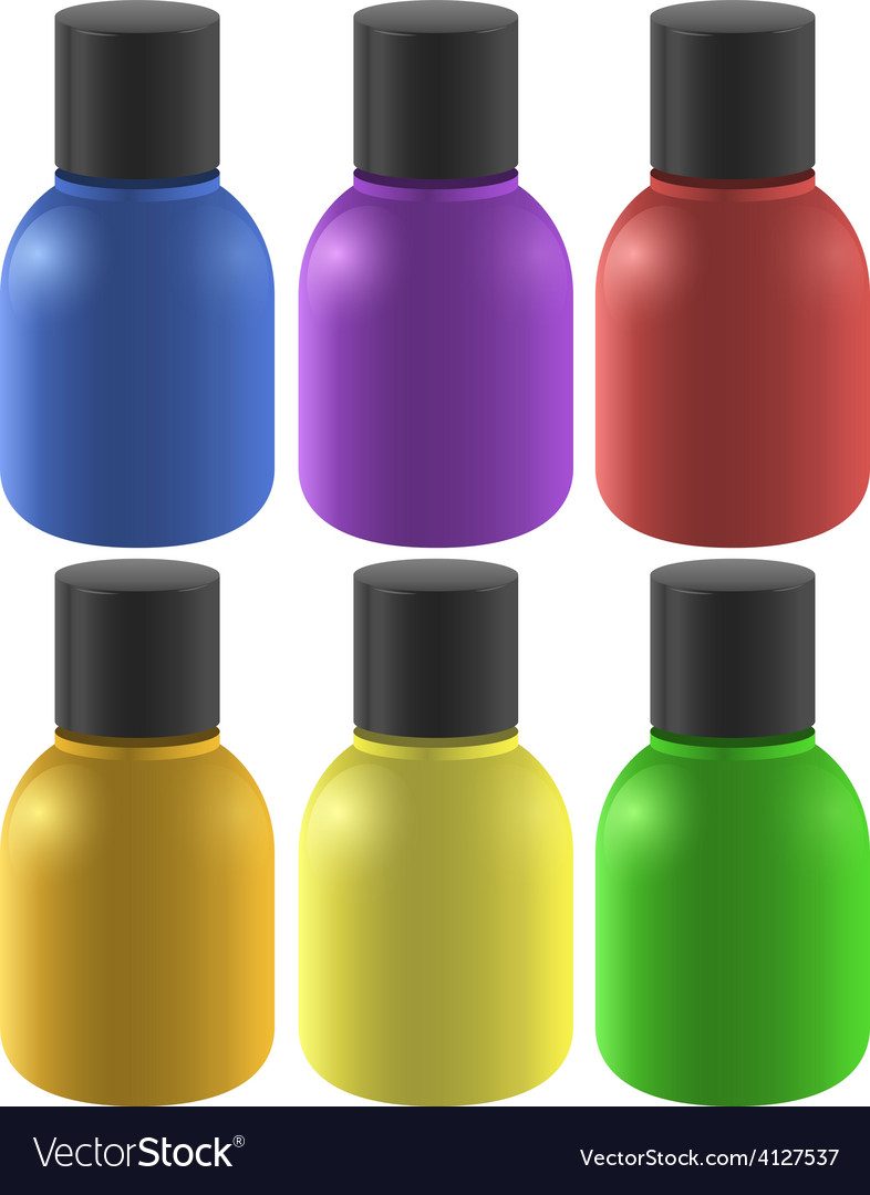 Colourful ink bottles Royalty Free Vector Image