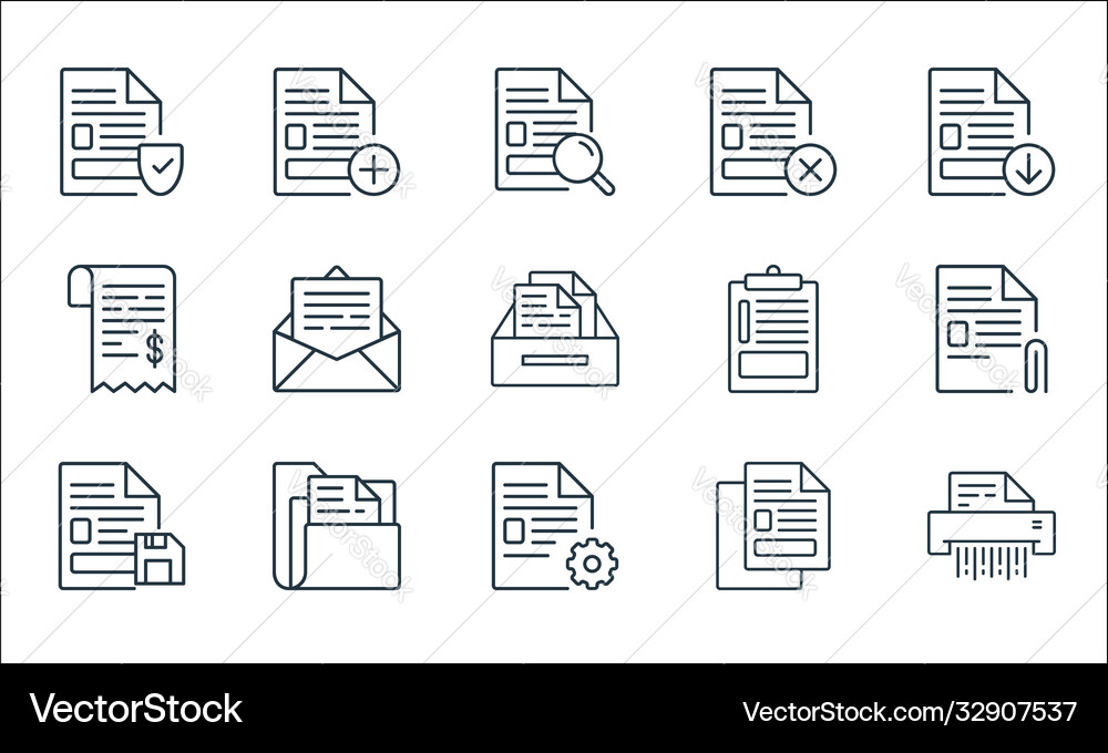 Document line icons linear set quality line set Vector Image