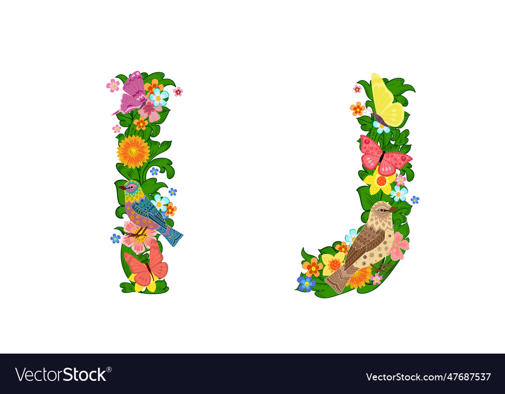 Fancy collection of colorful letters i j