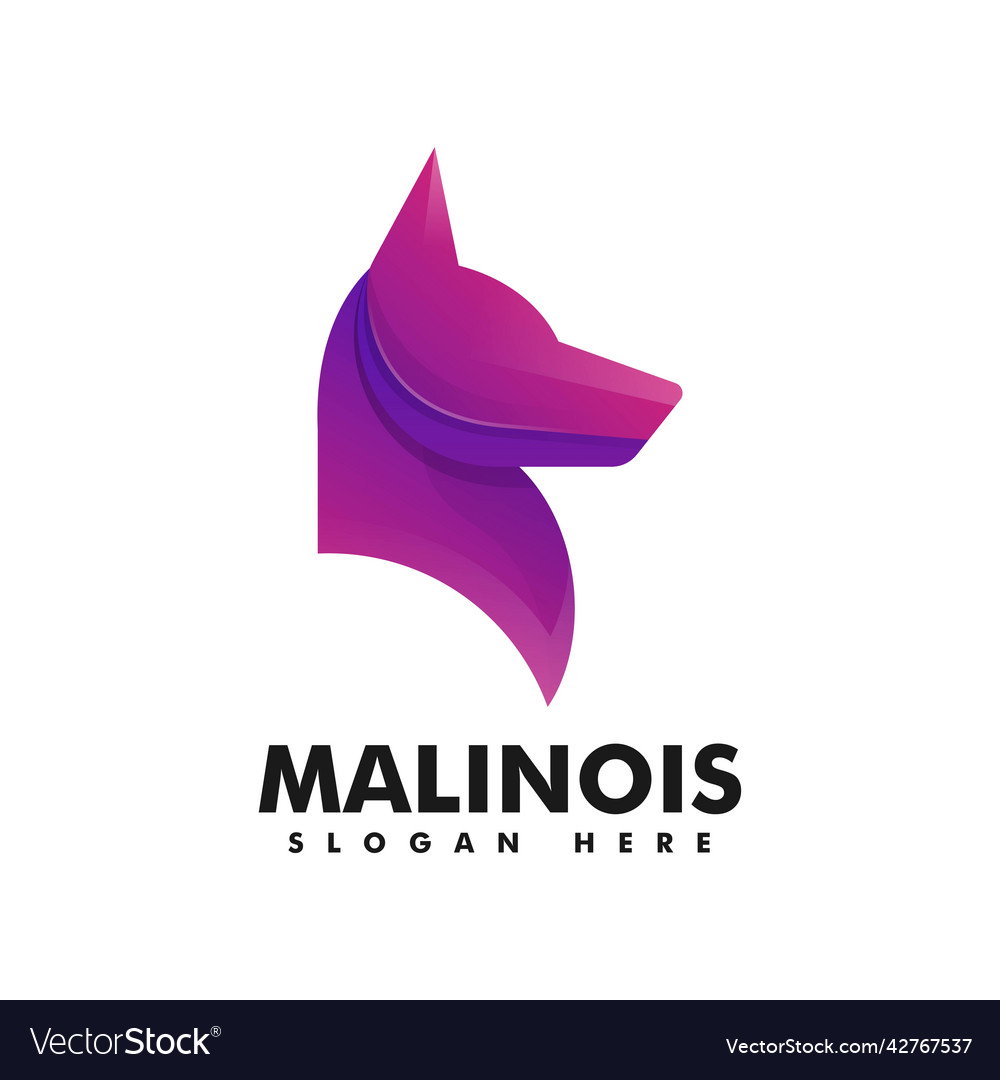 Logo malinois gradient colorful style Royalty Free Vector