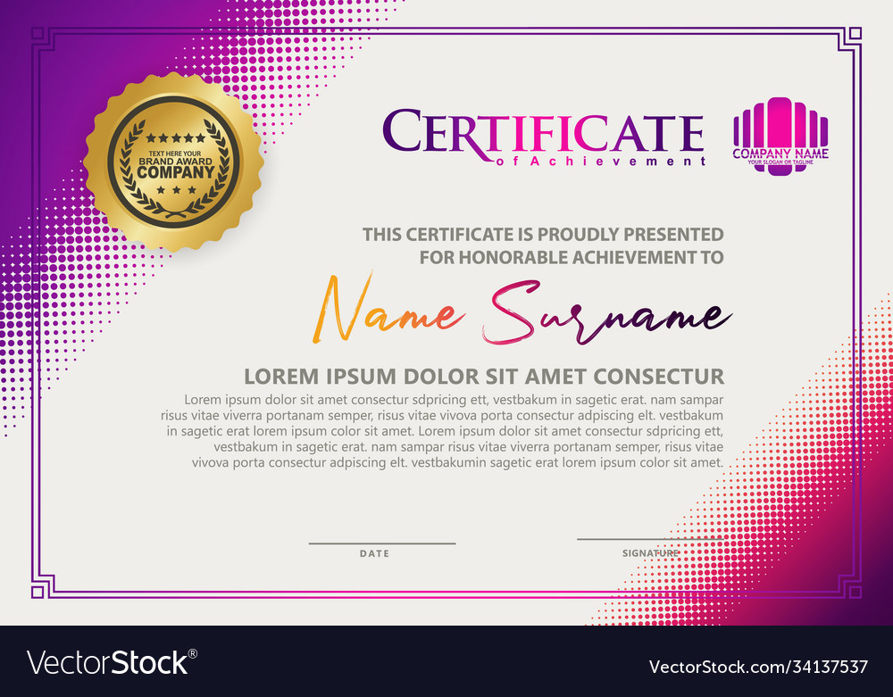 Modern certificate template with diagonal