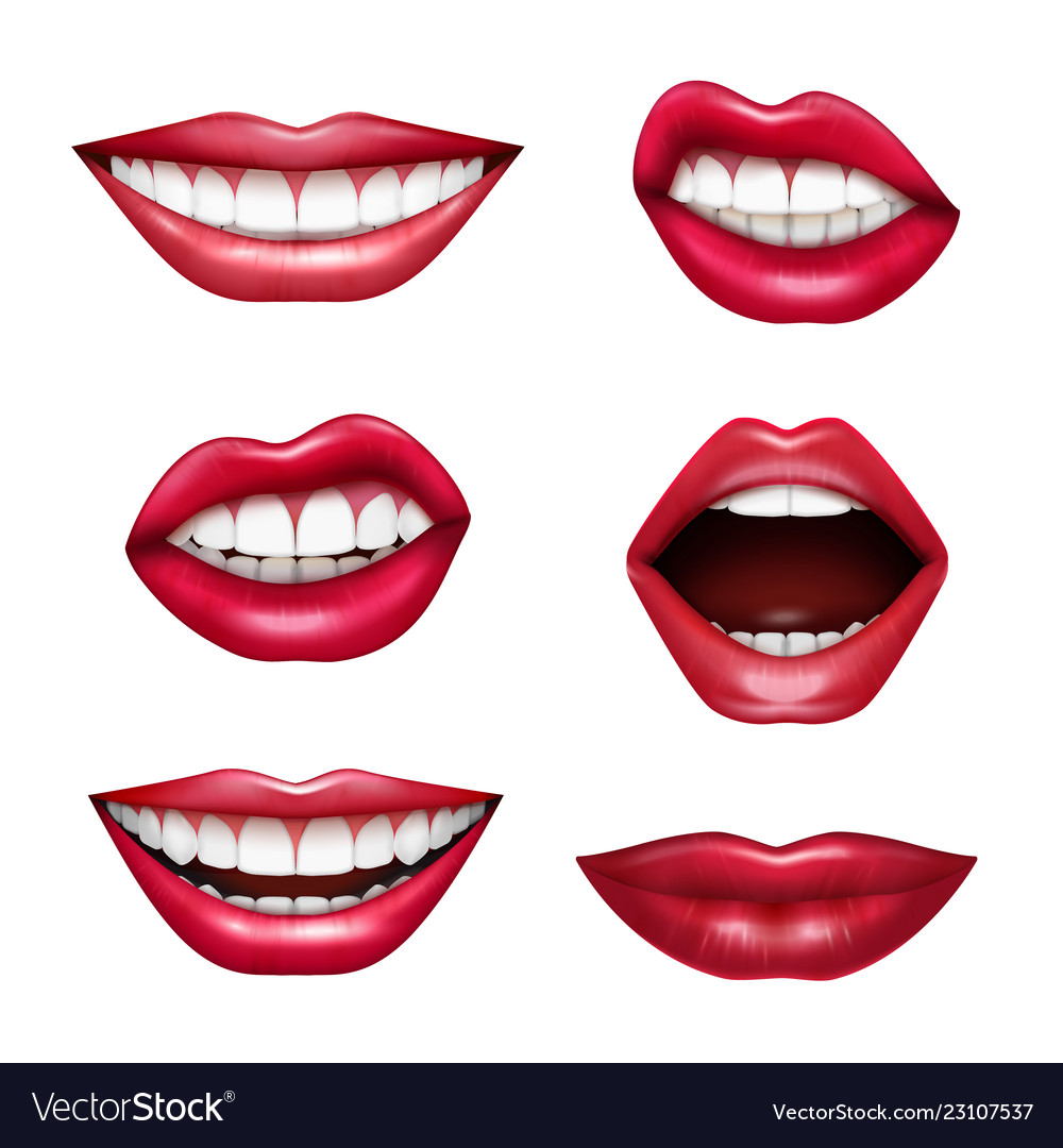 Mouth expressions realistic set Royalty Free Vector Image