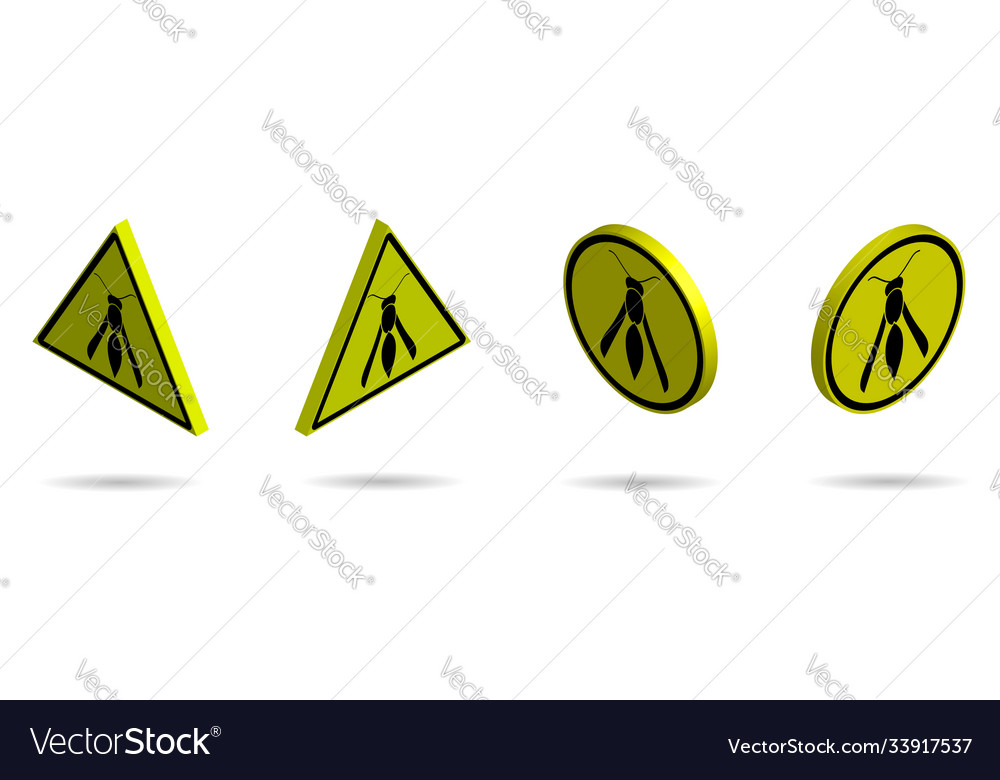 Set isometric yellow black danger signs Royalty Free Vector