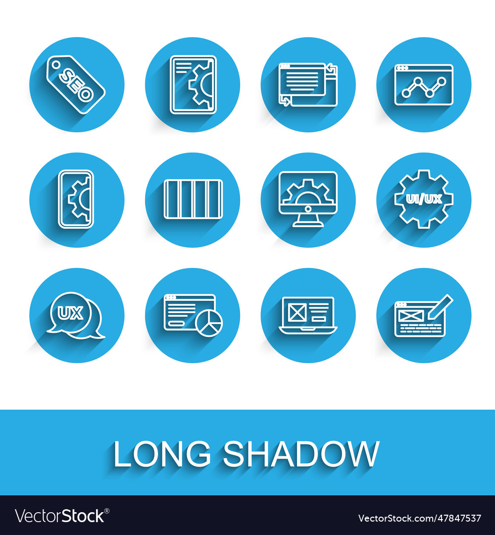 Set line ui oder ux design website statistic seo vector image Set line ui oder ux design website statistic seo