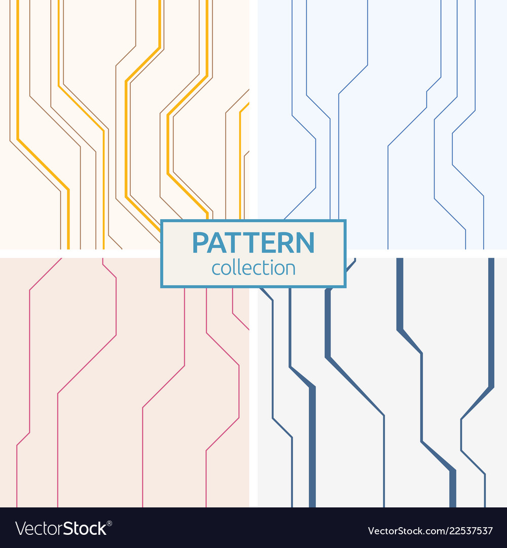 Set of four abstract seamless patterns lines