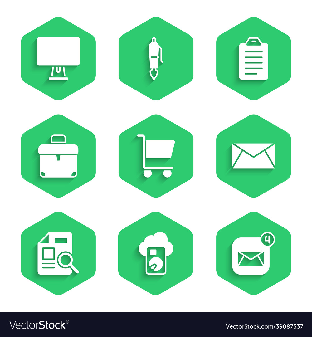 Set shopping cart cloud database envelope mail vector image Set shopping cart cloud database envelope mail