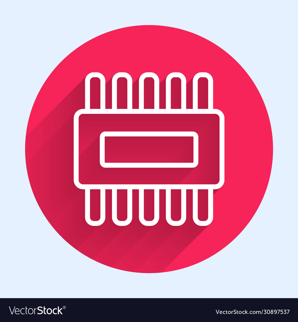 White line computer processor with microcircuits vector image White line computer processor with microcircuits