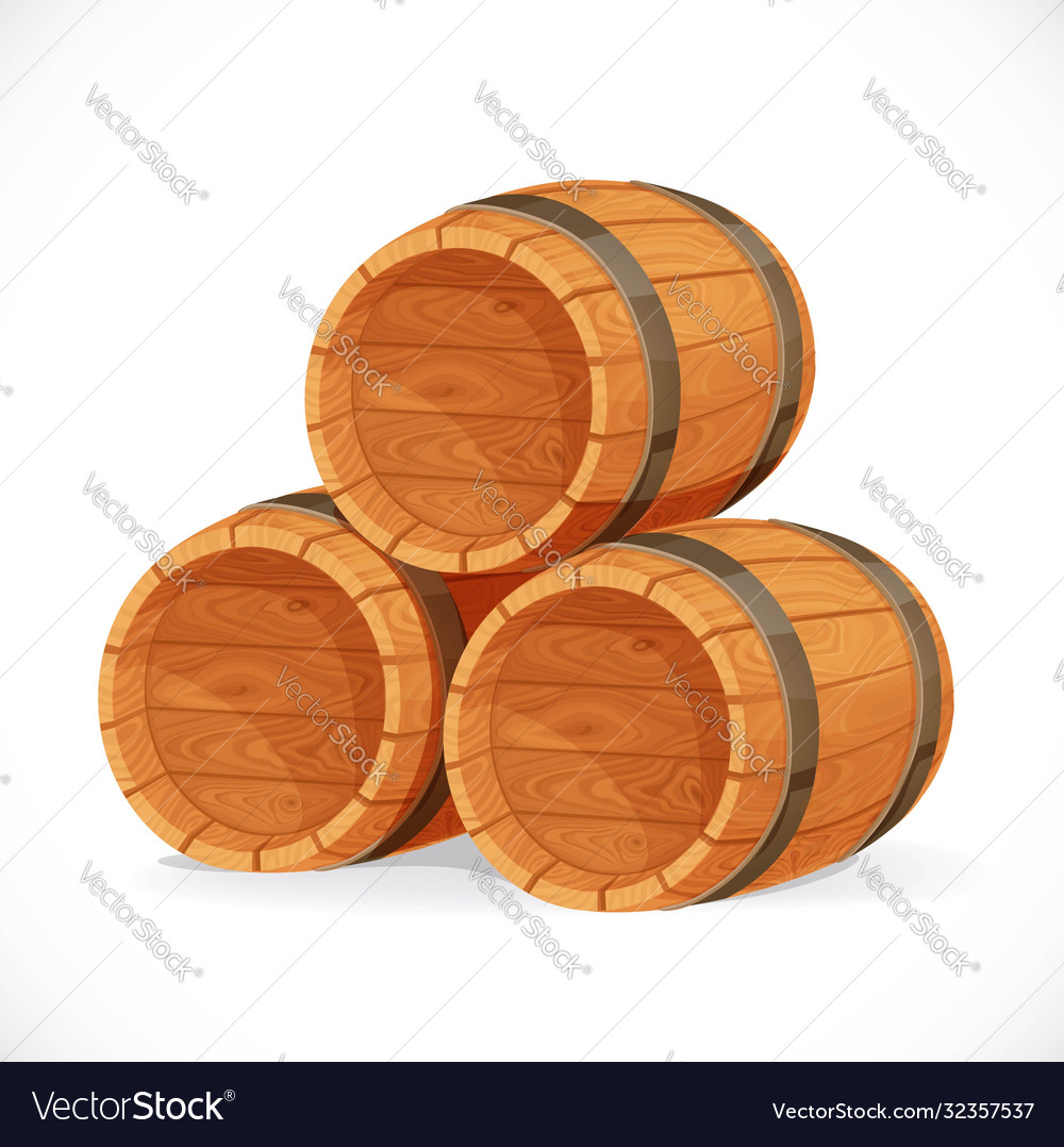 Wooden barrels isolated on white background