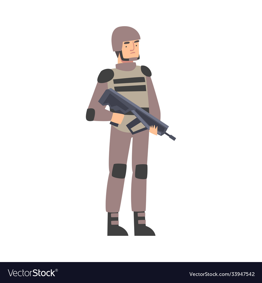 Army soldier with assault rifle infantry military vector image Army soldier with assault rifle infantry military