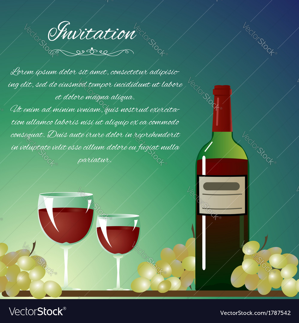 Background with bottle of wine and grapes for invi