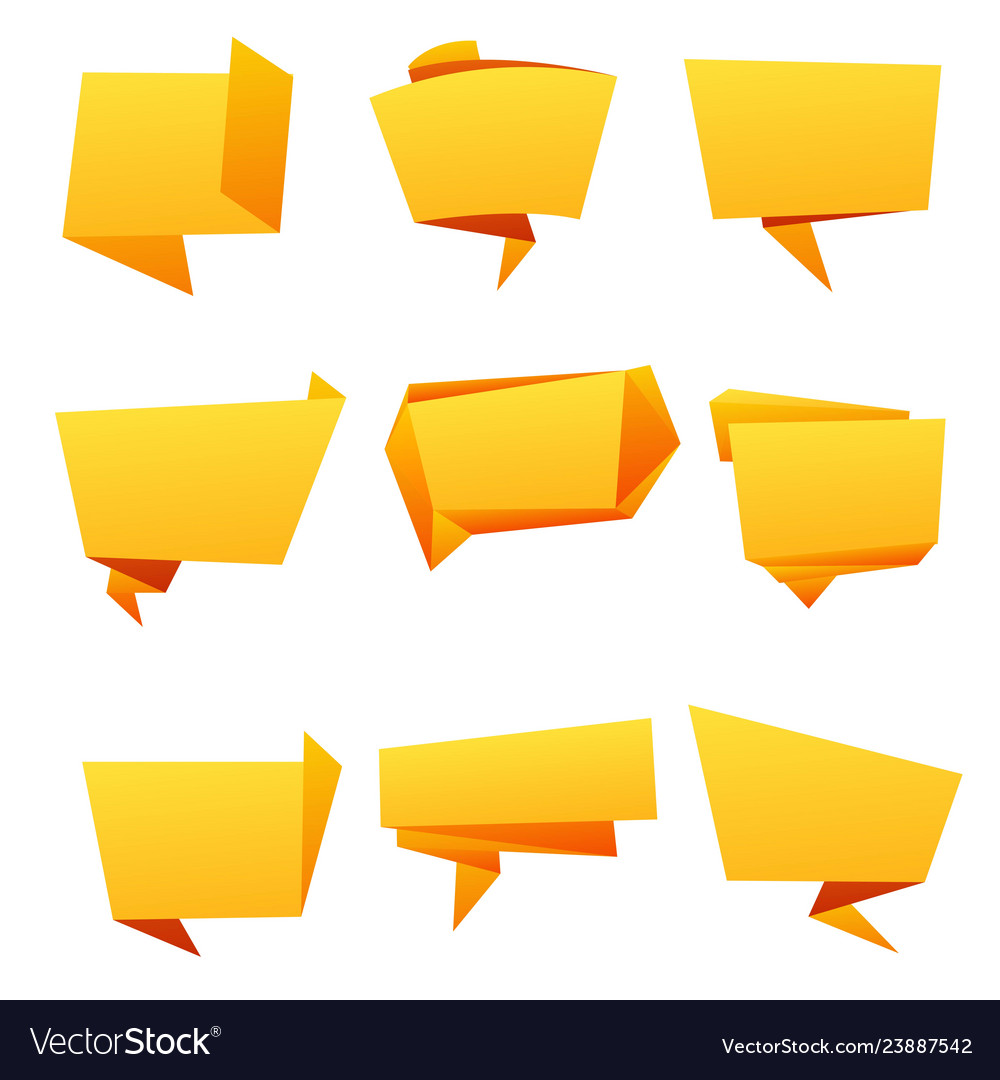 Collection of origami speech bubble background vector image Collection of origami speech bubble background