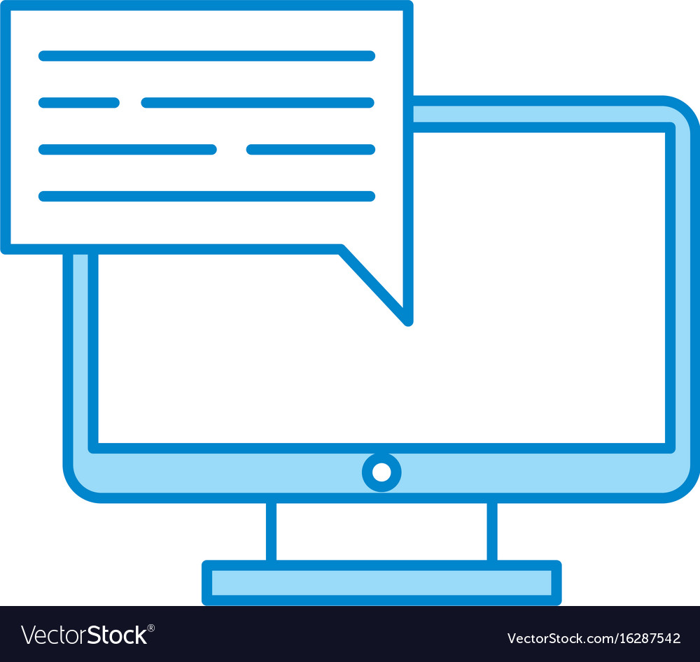 Computer desktop with speech bubble