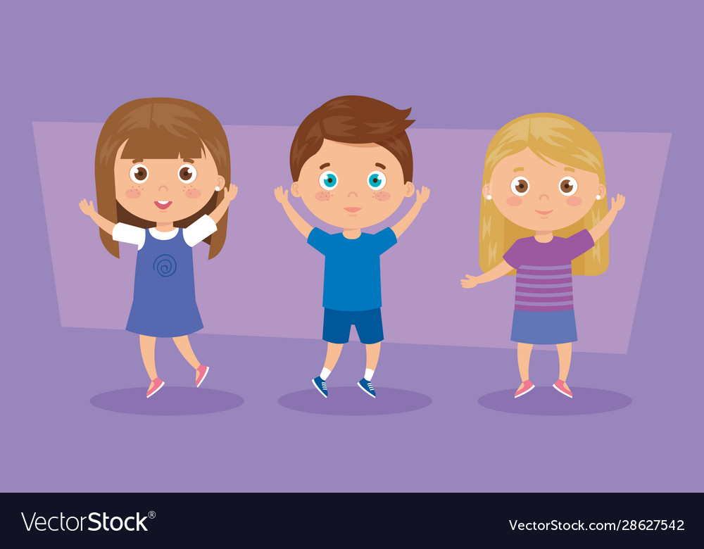 Cute group children characters Royalty Free Vector Image