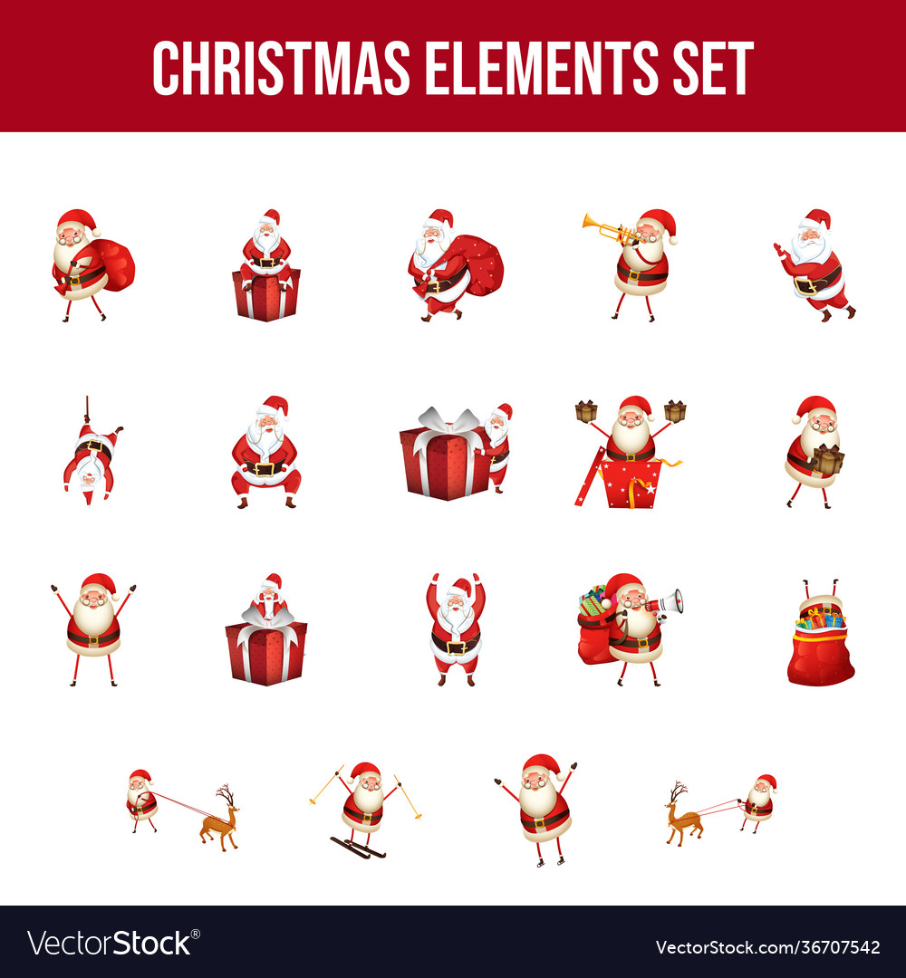 Different activity santa claus character Vector Image Different activity santa claus character