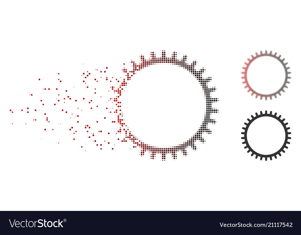 Dispersed pixel halftone tooth gear icon