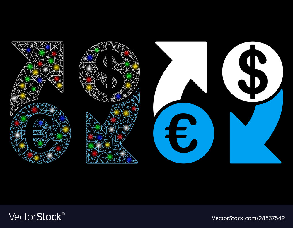 Flare mesh wire frame euro dollar exchange arrows Vector Image Flare mesh wire frame euro dollar exchange arrows