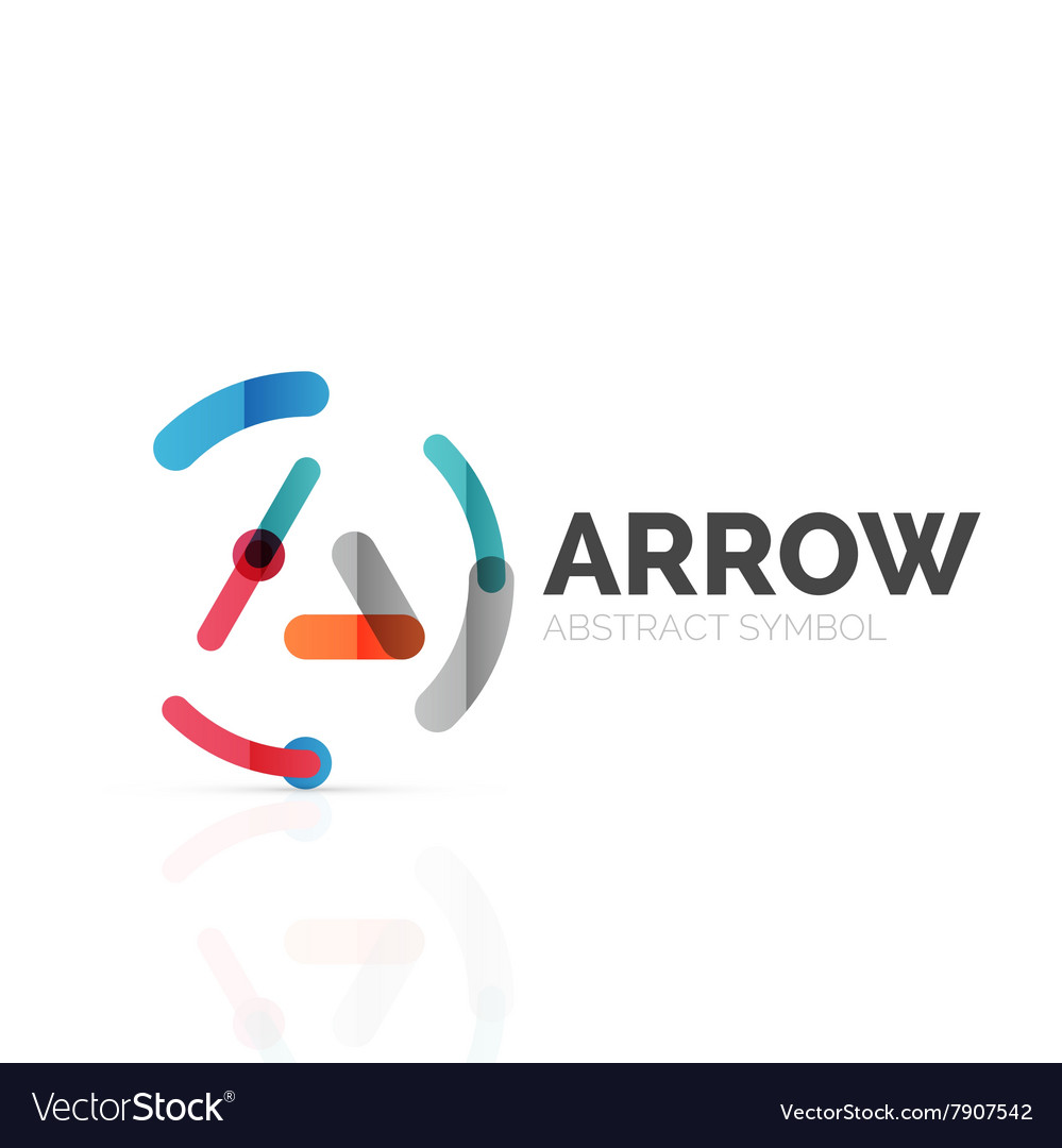 Linear arrow abstract logo connected multicolored Vector Image