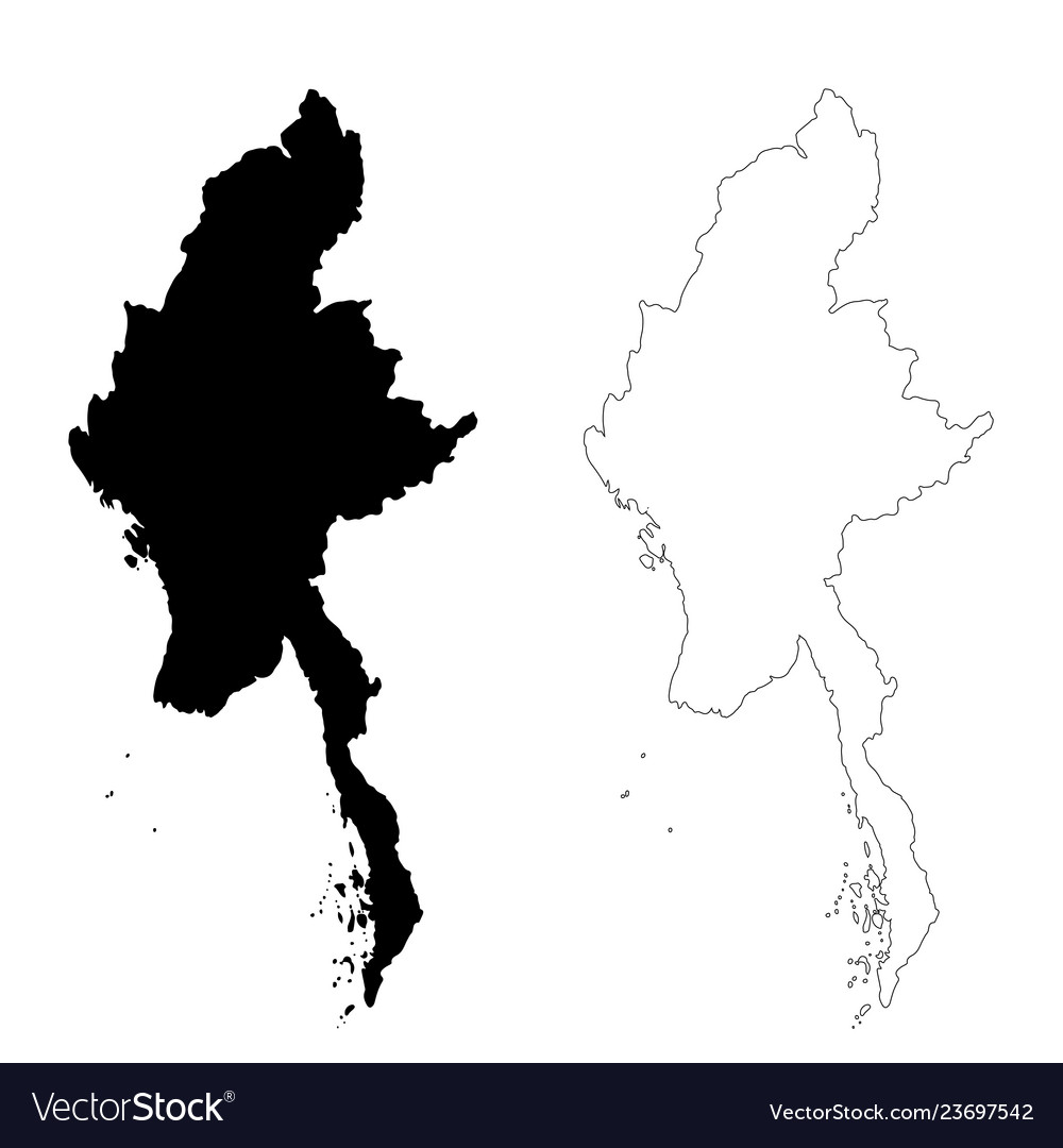 Map myanmar isolated black Royalty Free Vector Image