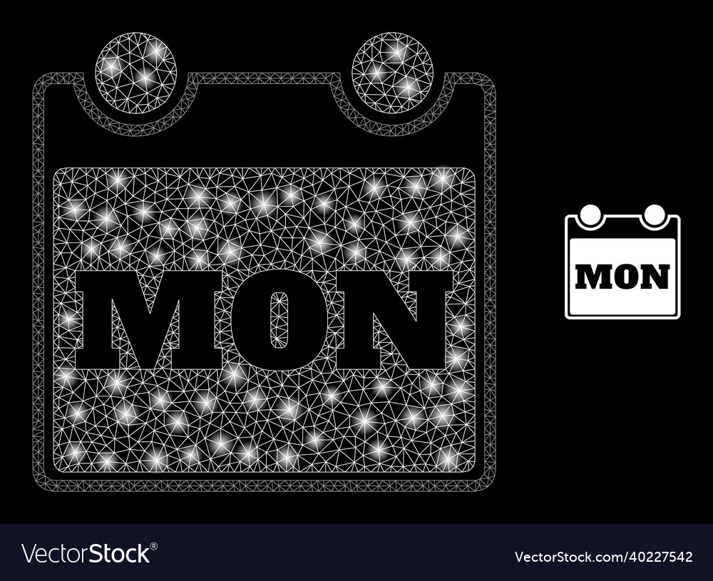 Mesh net monday calendar page with shiny vector image Mesh net monday calendar page with shiny