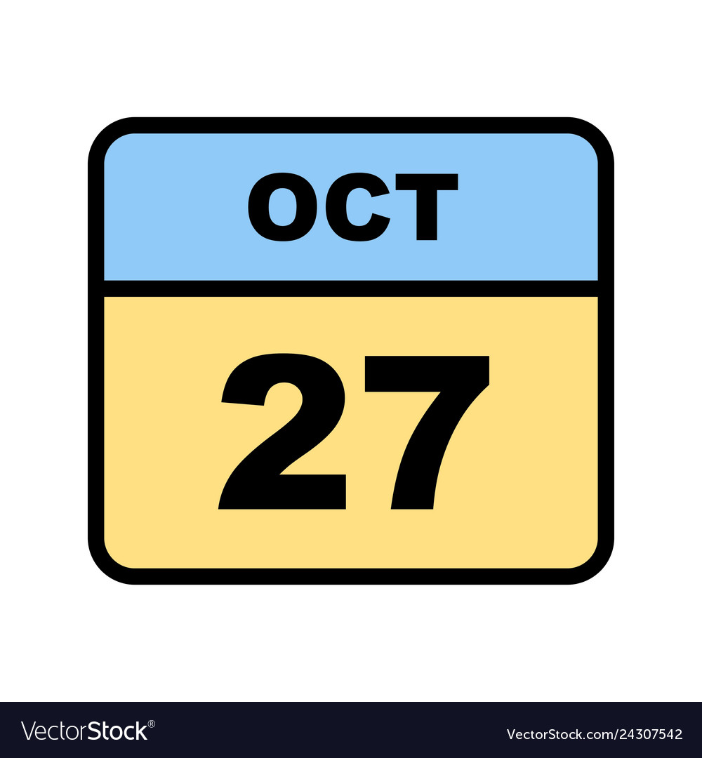 October 27th date on a single day calendar Vector Image