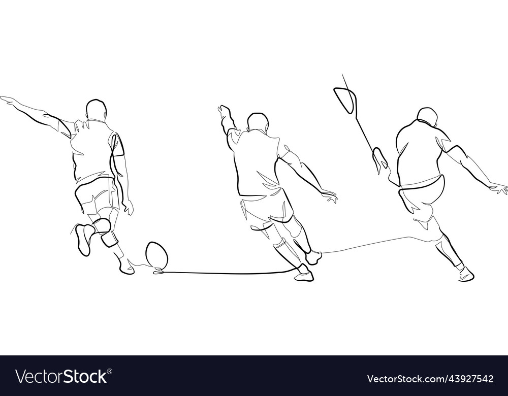 One continuous line rugby place kick penalty kick Vector Image