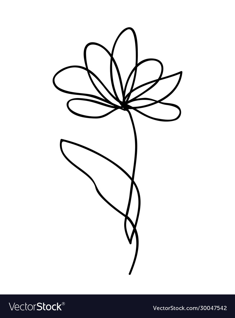 One line drawing abstract flower hand drawn Vector Image