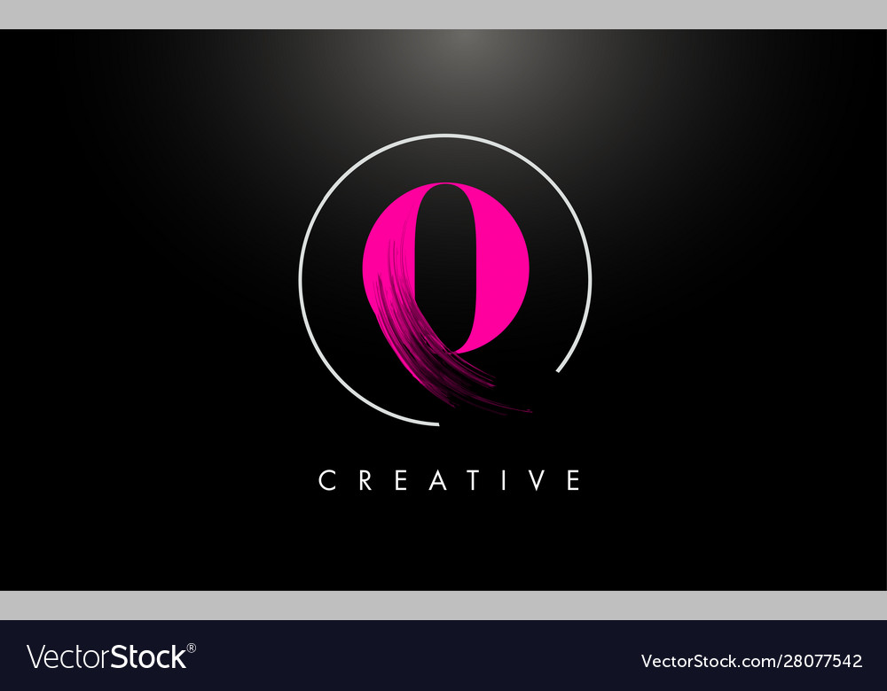 Pink o brush stroke letter logo design paint Vector Image