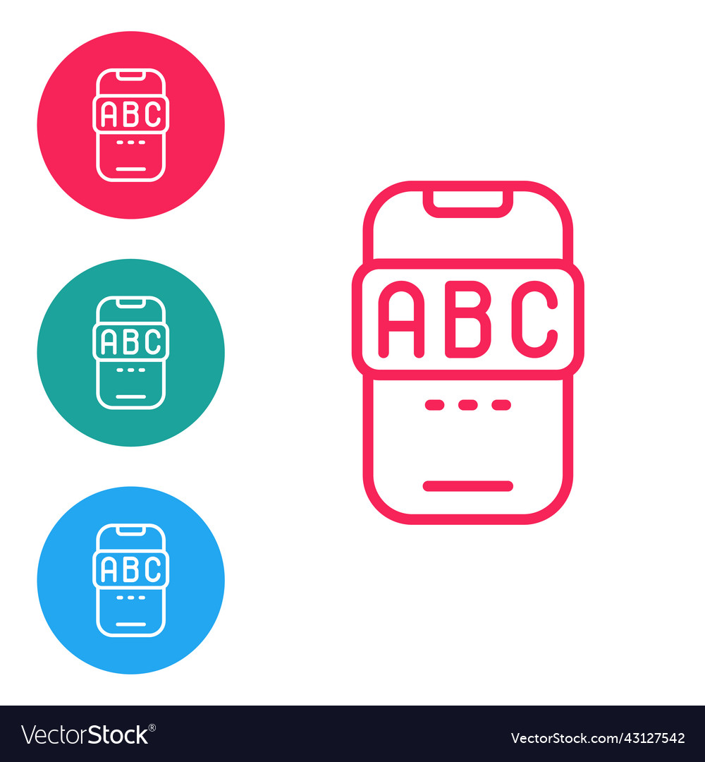Red line e-learning of different foreign languages vector image Red line e-learning of different foreign languages