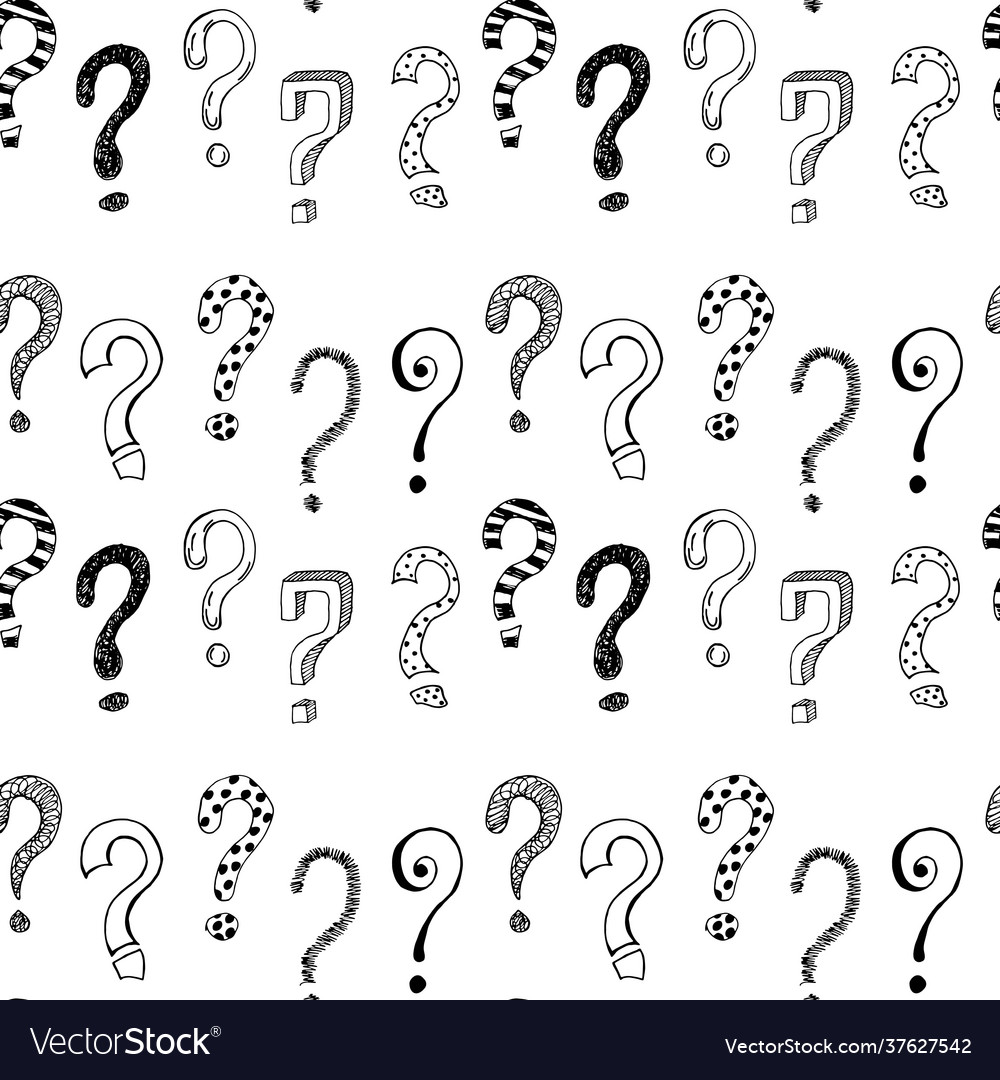 Seamless pattern with hand drawn question marks vector image Seamless pattern with hand drawn question marks