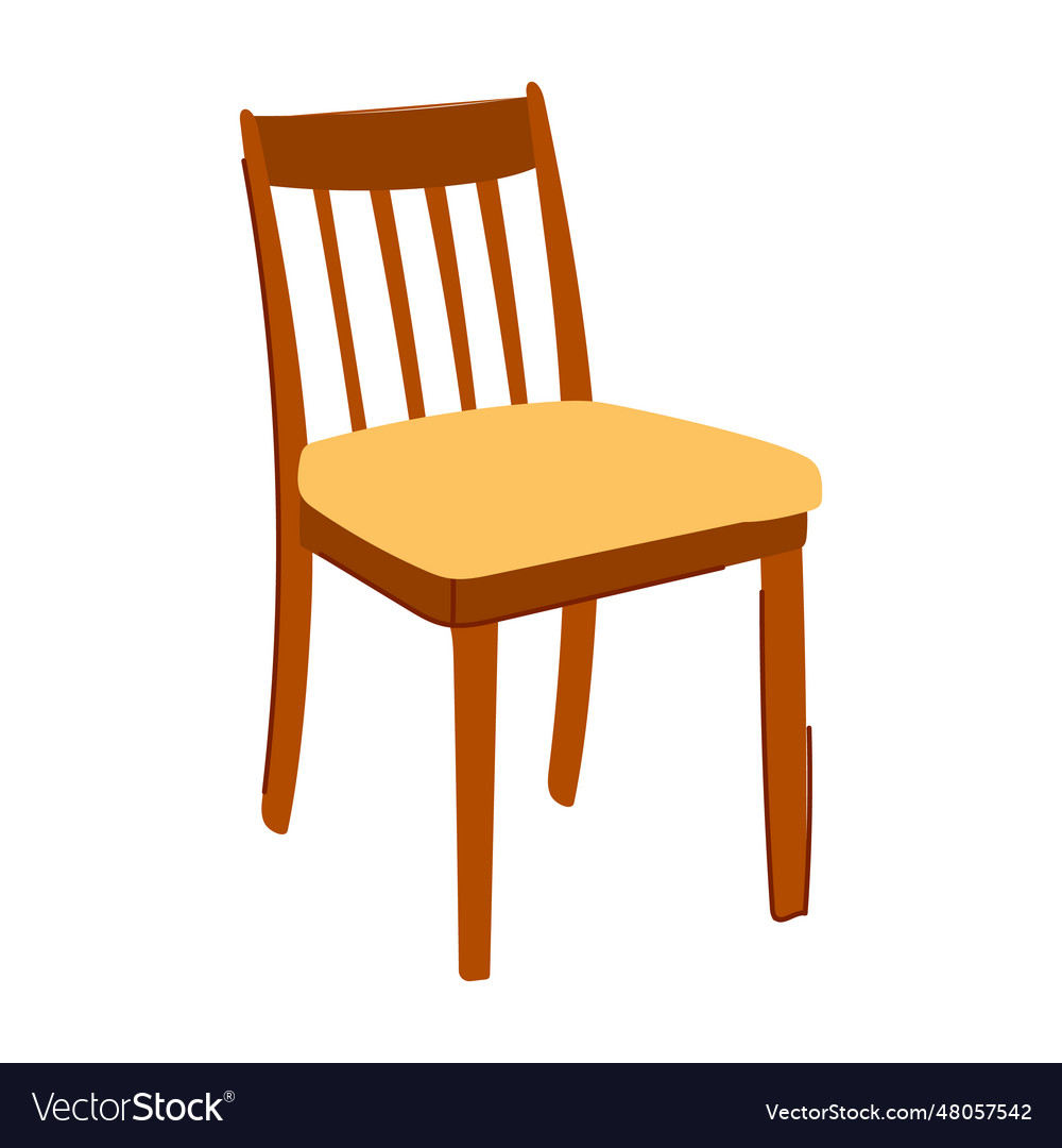 Seat wooden chair cartoon Royalty Free Vector Image