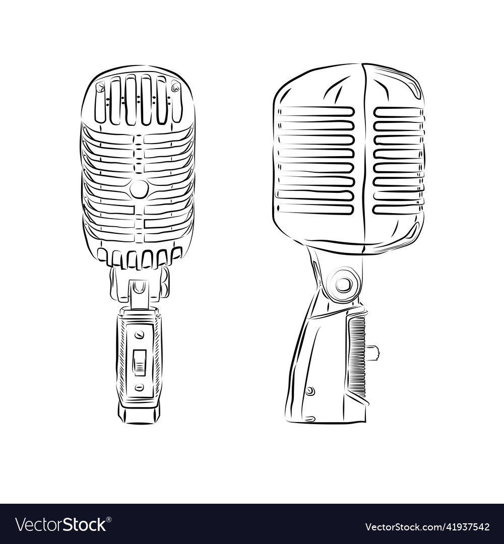 Sketch of a classic vintage microphone