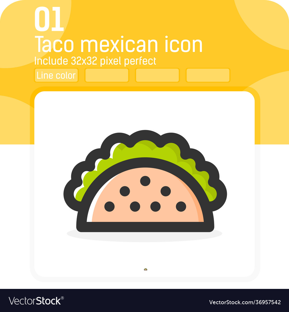 Taco mexican food icon with line color style