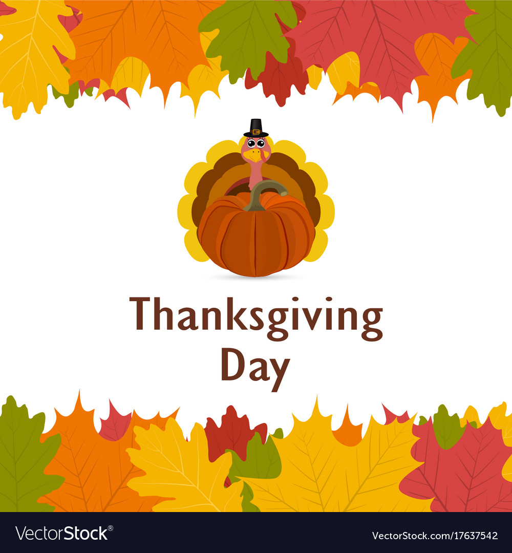 Thanksgiving Day Banner With Autumn Leaves Vector Image