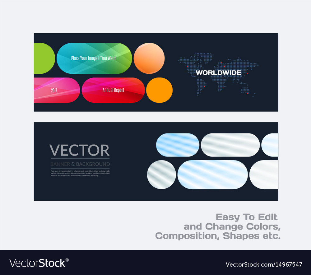 Abstract set of modern horizontal website