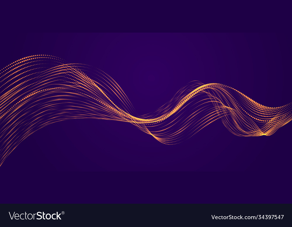 Array particles flowing over dark background vector image Array particles flowing over dark background