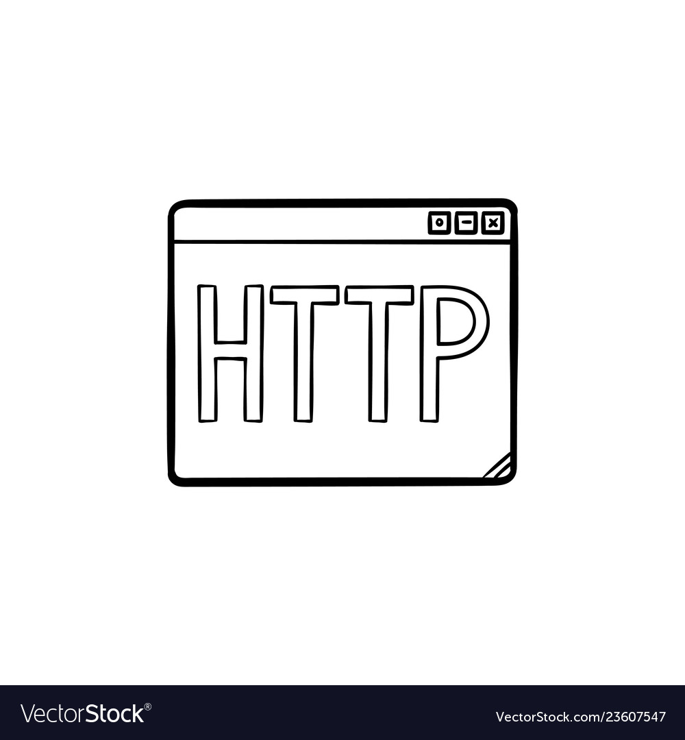 Browser window with http text hand drawn outline
