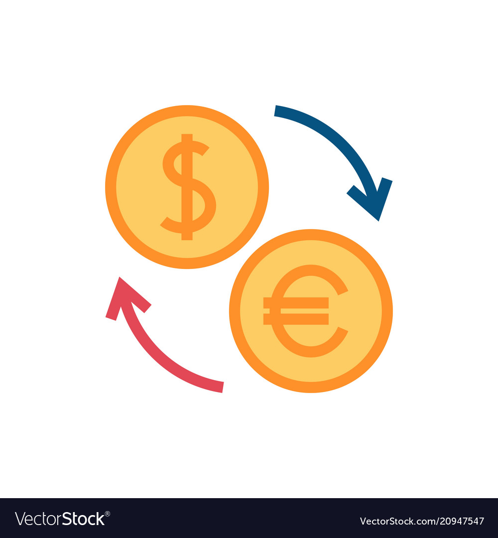 Currency exchange flat icon Royalty Free Vector Image