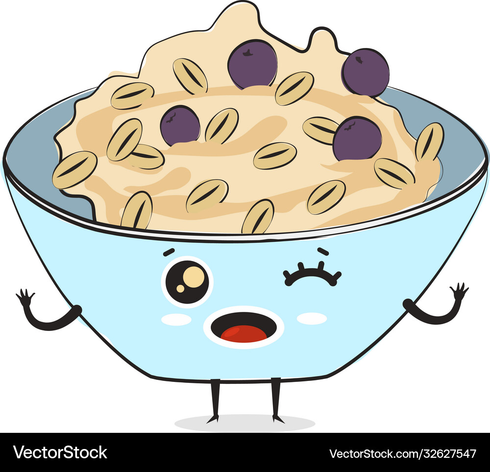 Cute comic food character oatmeal Royalty Free Vector Image