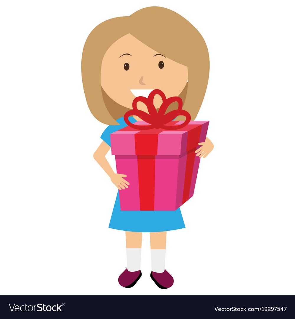 Cute girl with gift