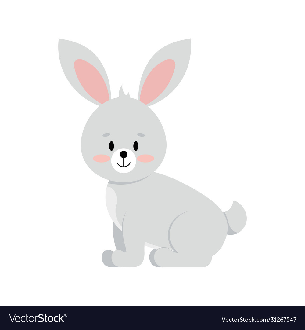 Cute rabbit in sitting pose isolated on white Vector Image